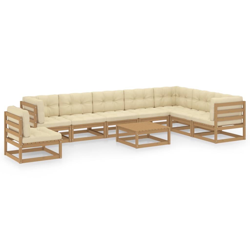 vidaXL 9-piece Lounge Set Solid Pinewood Honey Brown