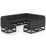 vidaXL 9-piece Lounge Set Solid Pine Wood Grey