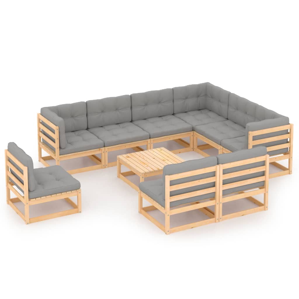 vidaXL 10-Piece Lounge Set Solid Pine Honey Brown