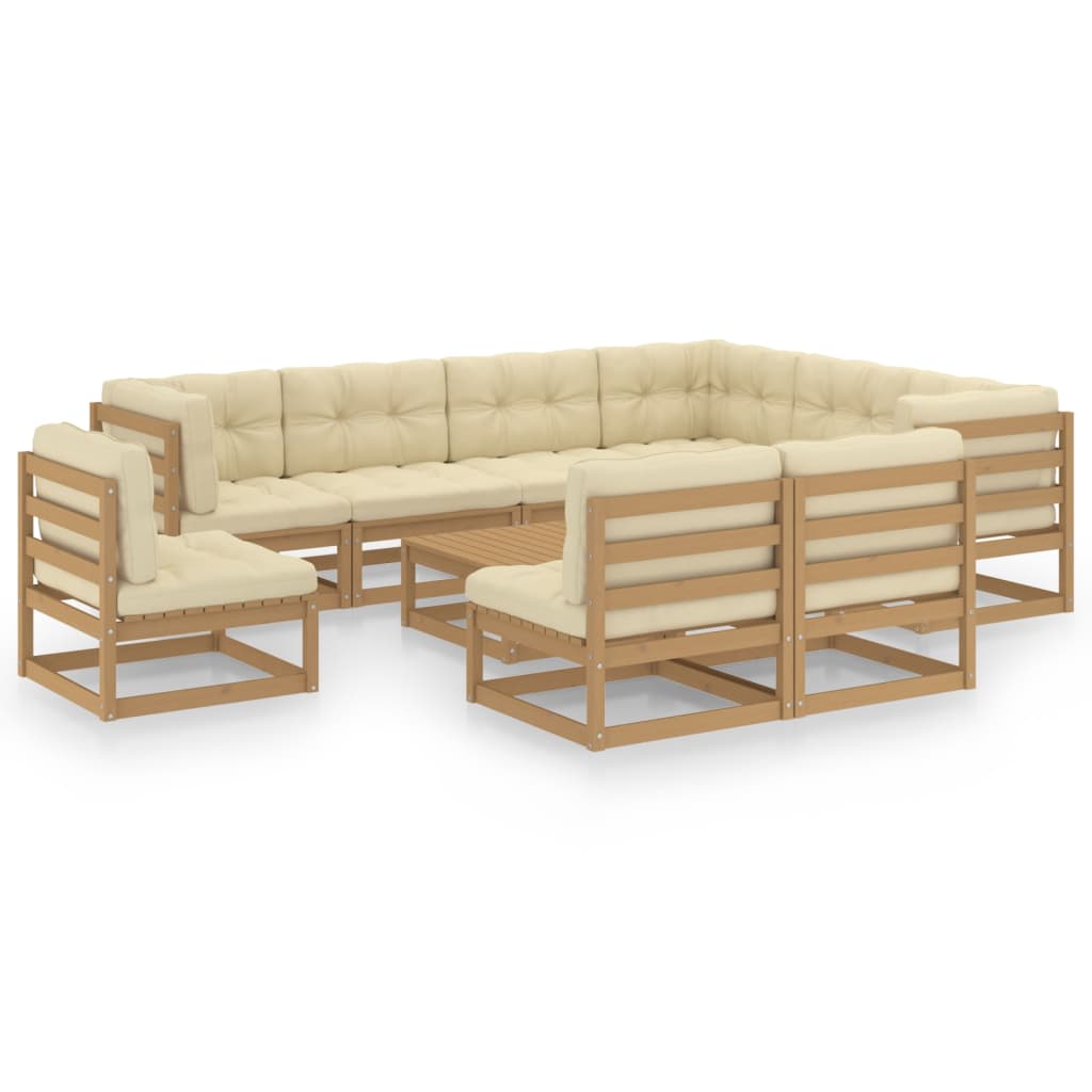 vidaXL 10-Piece Lounge Set Solid Pine Honey Brown