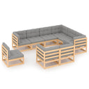 vidaXL Salon de jardin 9 pcs Bois de pin massif