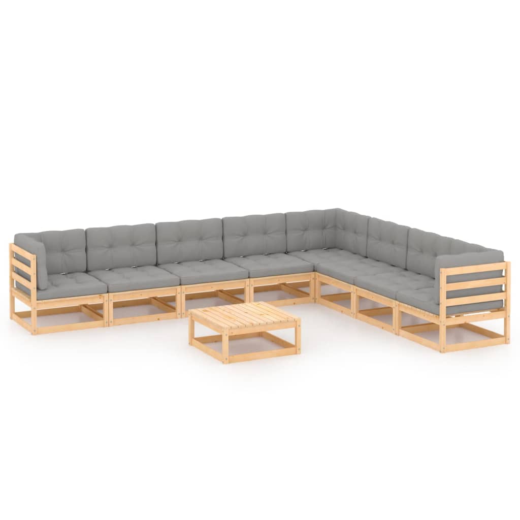 vidaXL 9-piece Lounge Set Solid Pinewood Honey Brown