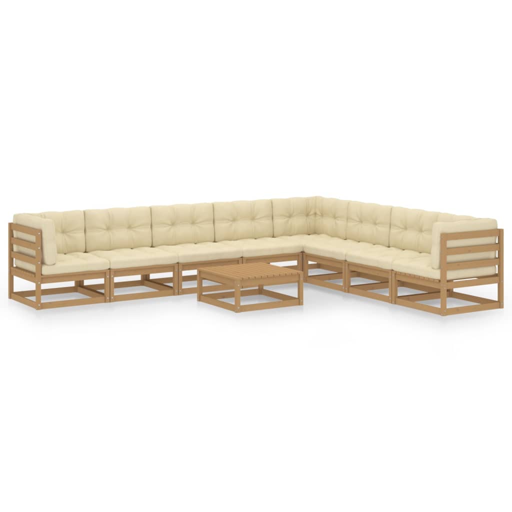 vidaXL 9-piece Lounge Set Solid Pinewood Honey Brown
