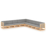 vidaXL 9-piece Lounge Set Solid Pine Wood Grey