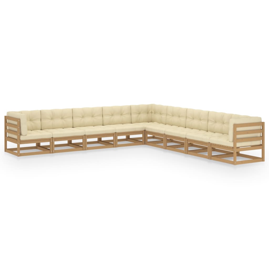 vidaXL 9-piece Lounge Set Solid Pine Wood Grey