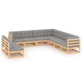 vidaXL 9-piece Lounge Set Solid Pine Wood Grey