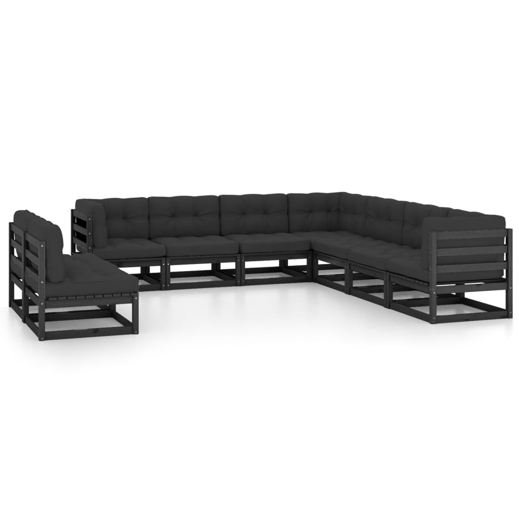 vidaXL 9-piece Lounge Set Solid Pine Wood Grey
