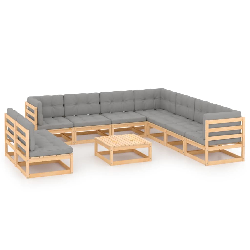 vidaXL 10-Piece Lounge Set Solid Pine Honey Brown
