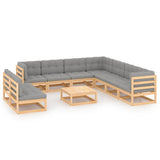 vidaXL 10-Piece Lounge Set Solid Pine Honey Brown