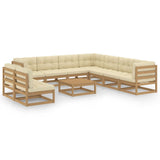 vidaXL 10-Piece Lounge Set Solid Pine Honey Brown