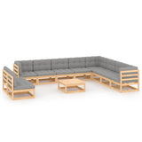 vidaXL 11-delige Loungeset massief grenenhout zwart