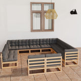 vidaXL 12-Piece Lounge Set Solid Pine Honey Brown