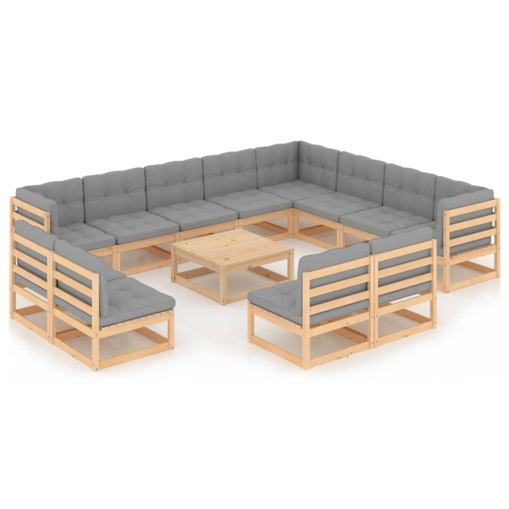 vidaXL 13-Piece Lounge Set Solid Pine Honey Brown