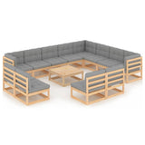 vidaXL 13-Piece Lounge Set Solid Pine Honey Brown