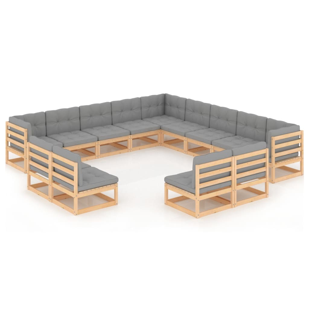 vidaXL 13-piece Garden Lounge Set Solid Pinewood Black