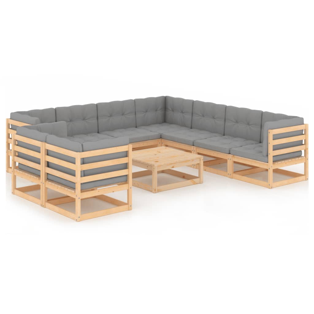 vidaXL 10-delige Loungeset massief grenenhout