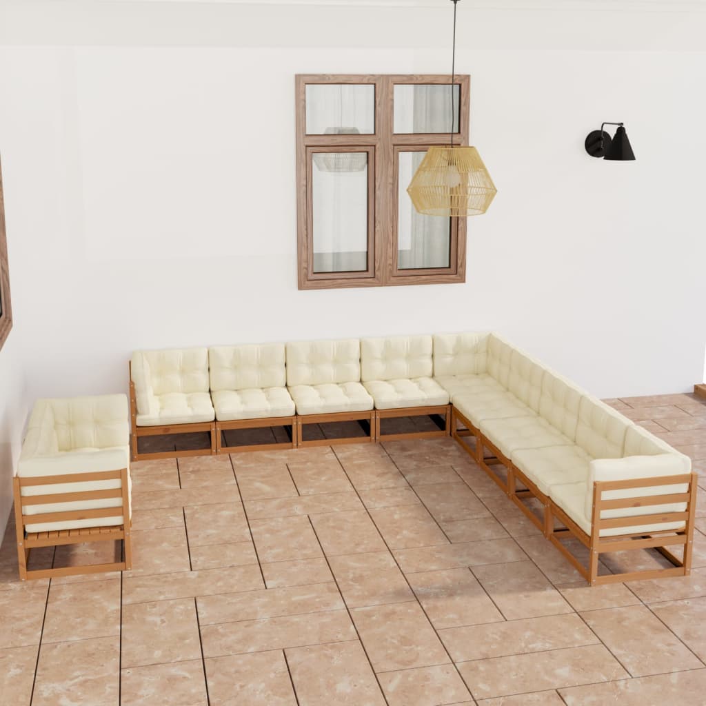 vidaXL 11-Piece Solid Pinewood Lounge Set Grey