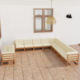 vidaXL 11-Piece Solid Pinewood Lounge Set Grey