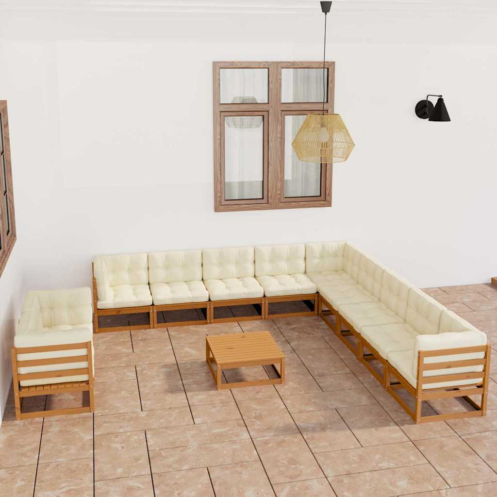 vidaXL 12-delige Loungeset met kussens massief grenenhout