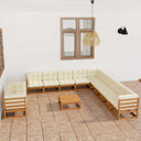 vidaXL 12-delige Loungeset met kussens massief grenenhout