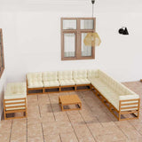 vidaXL 12-delige Loungeset met kussens massief grenenhout