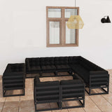 vidaXL 11-delige Loungeset met kussens massief grenenhout