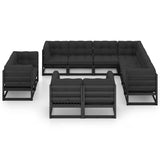 vidaXL 11-delige Loungeset met kussens massief grenenhout