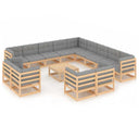 vidaXL 14-delige Loungeset met kussens massief grenenhout
