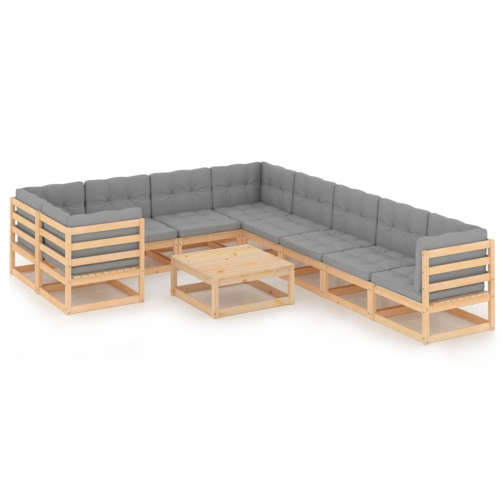 vidaXL 10-delige Loungeset massief grenenhout