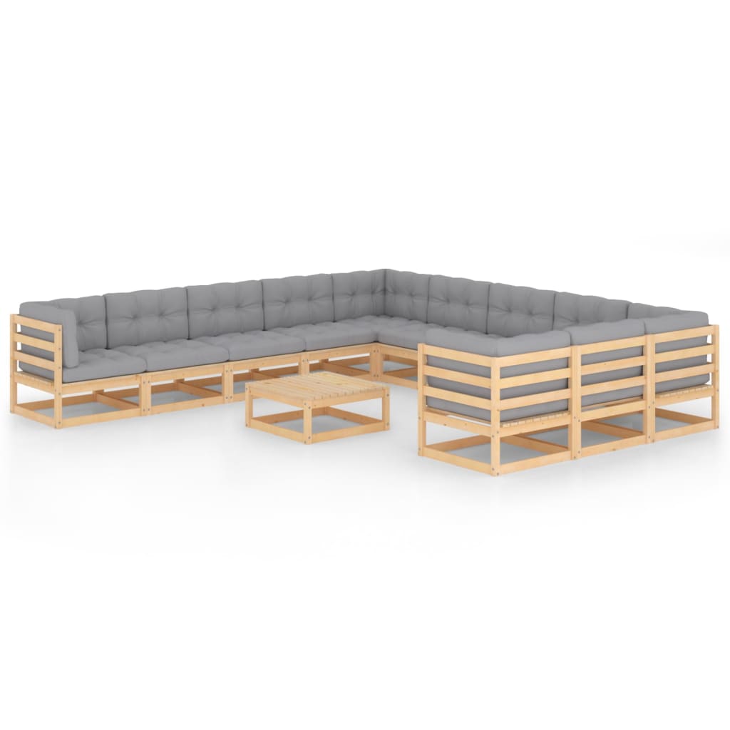 vidaXL 12-piece Solid Pinewood Lounge Set