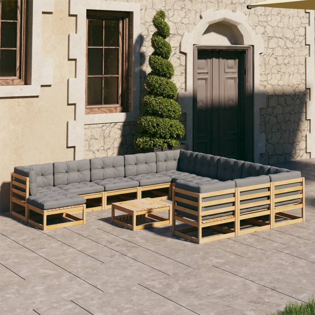 vidaXL 13-piece Lounge Set Solid Pine Wood