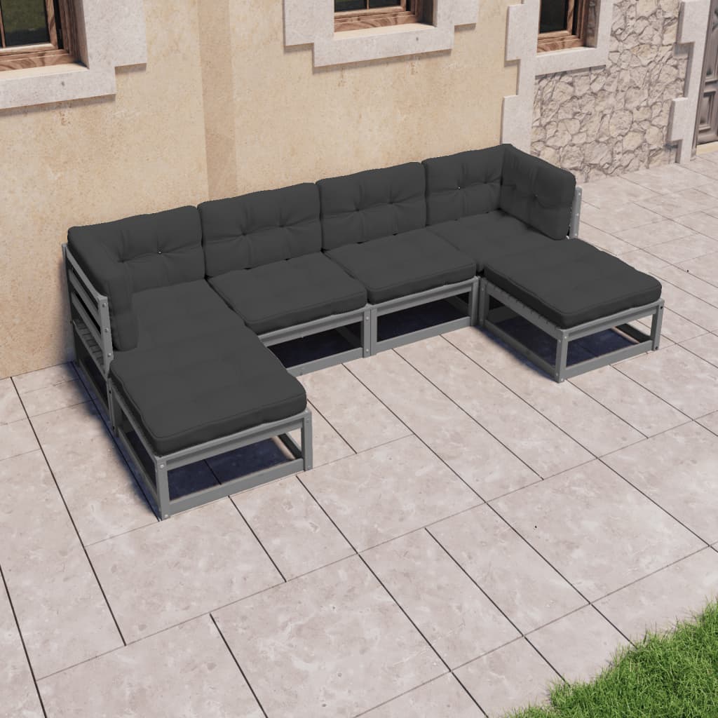 vidaXL 6-delige Loungeset massief grenenhout