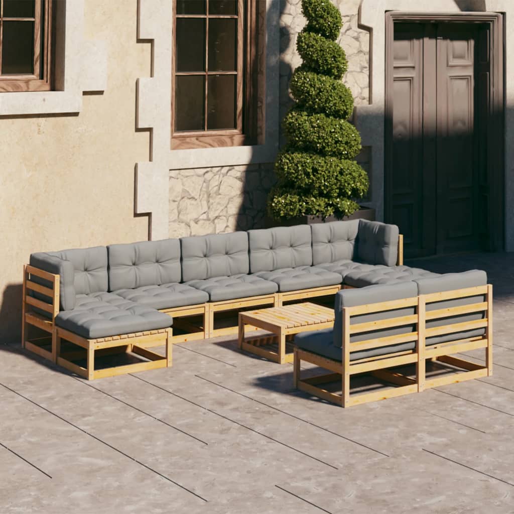 vidaXL 10-delige Loungeset massief grenenhout