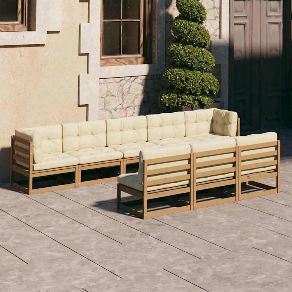 vidaXL 8-delige Loungeset met kussens massief grenenhout