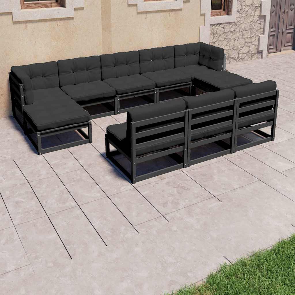 vidaXL 8-delige Loungeset met kussens massief grenenhout