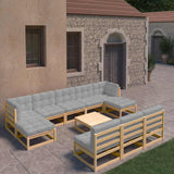 vidaXL 11-Piece Lounge Set Solid Pinewood