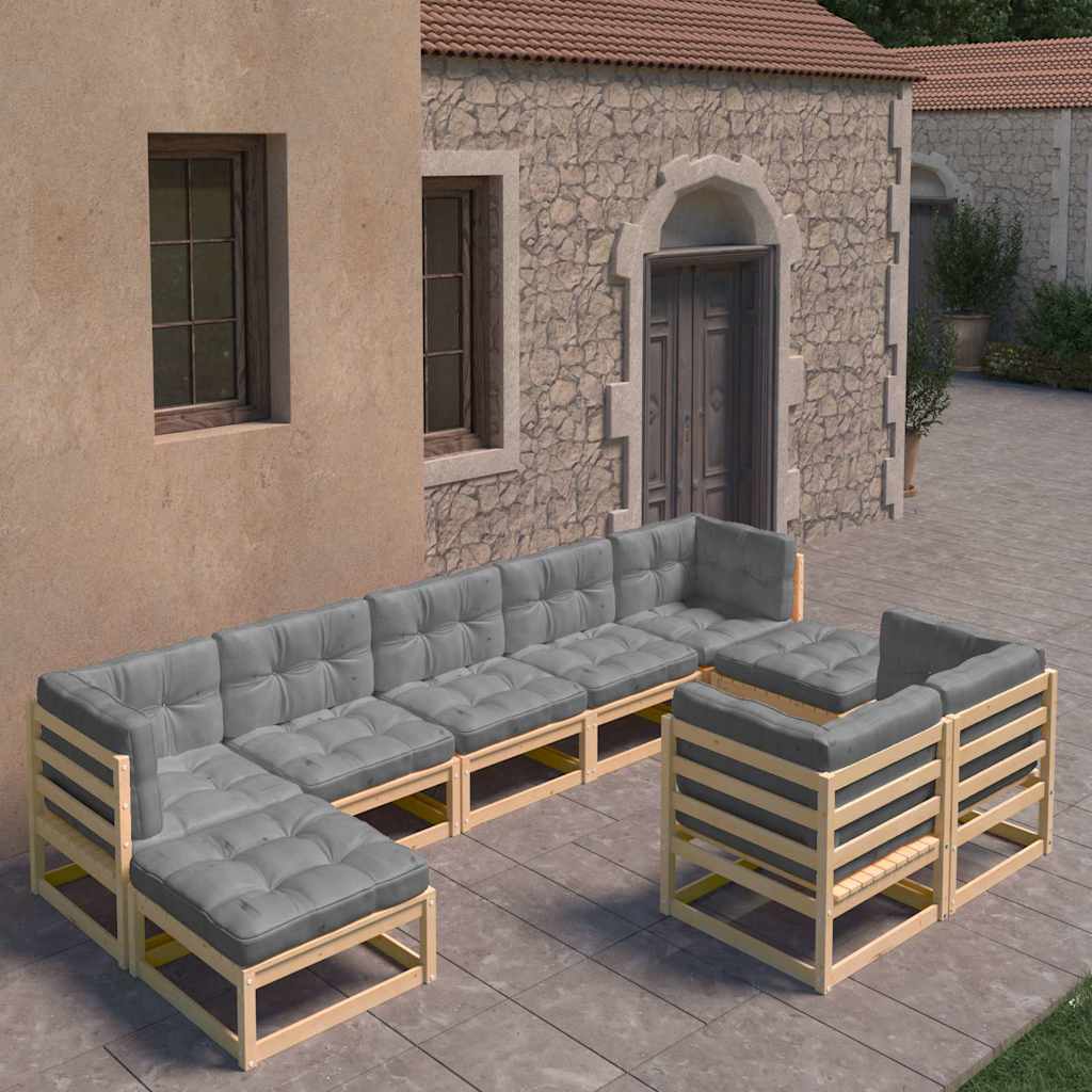 vidaXL 9-delige Loungeset massief grenenhout