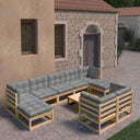 vidaXL 10-Piece Lounge Set with Cushions Solid Pine Wood
