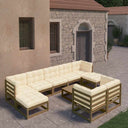 vidaXL 10-Piece Lounge Set with Cushions Solid Pine Wood