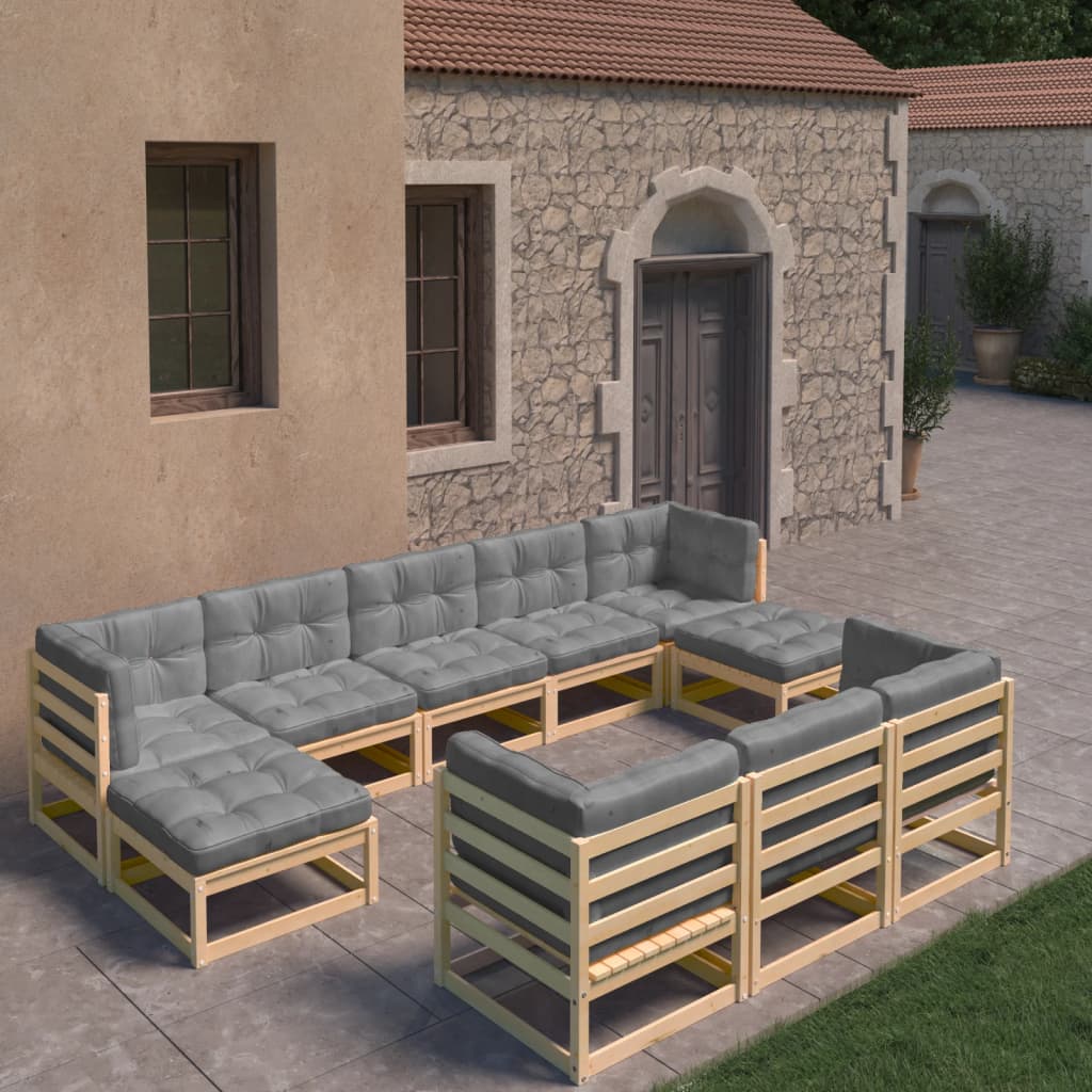 vidaXL 10-delige Loungeset massief grenenhout