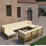 vidaXL 10-delige Loungeset massief grenenhout