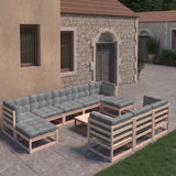 vidaXL 11-Piece Solid Pinewood Lounge Set