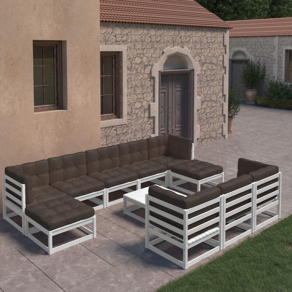 vidaXL 11-Piece Solid Pinewood Lounge Set