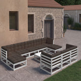 vidaXL 11-Piece Solid Pinewood Lounge Set