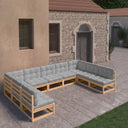 vidaXL Salon de jardin 9 pcs Bois de pin massif