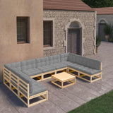 vidaXL 10-delige Loungeset massief grenenhout