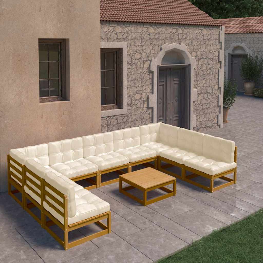 vidaXL 10-delige Loungeset massief grenenhout