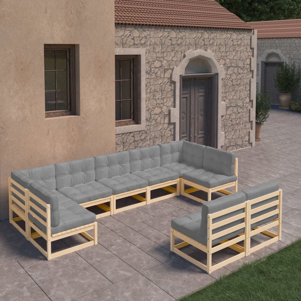 vidaXL 9-piece Lounge Set Solid Pine Wood