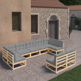 vidaXL 9-piece Lounge Set Solid Pine Wood