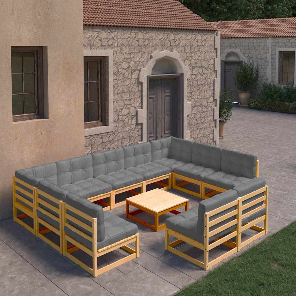 vidaXL 10-delige Loungeset massief grenenhout